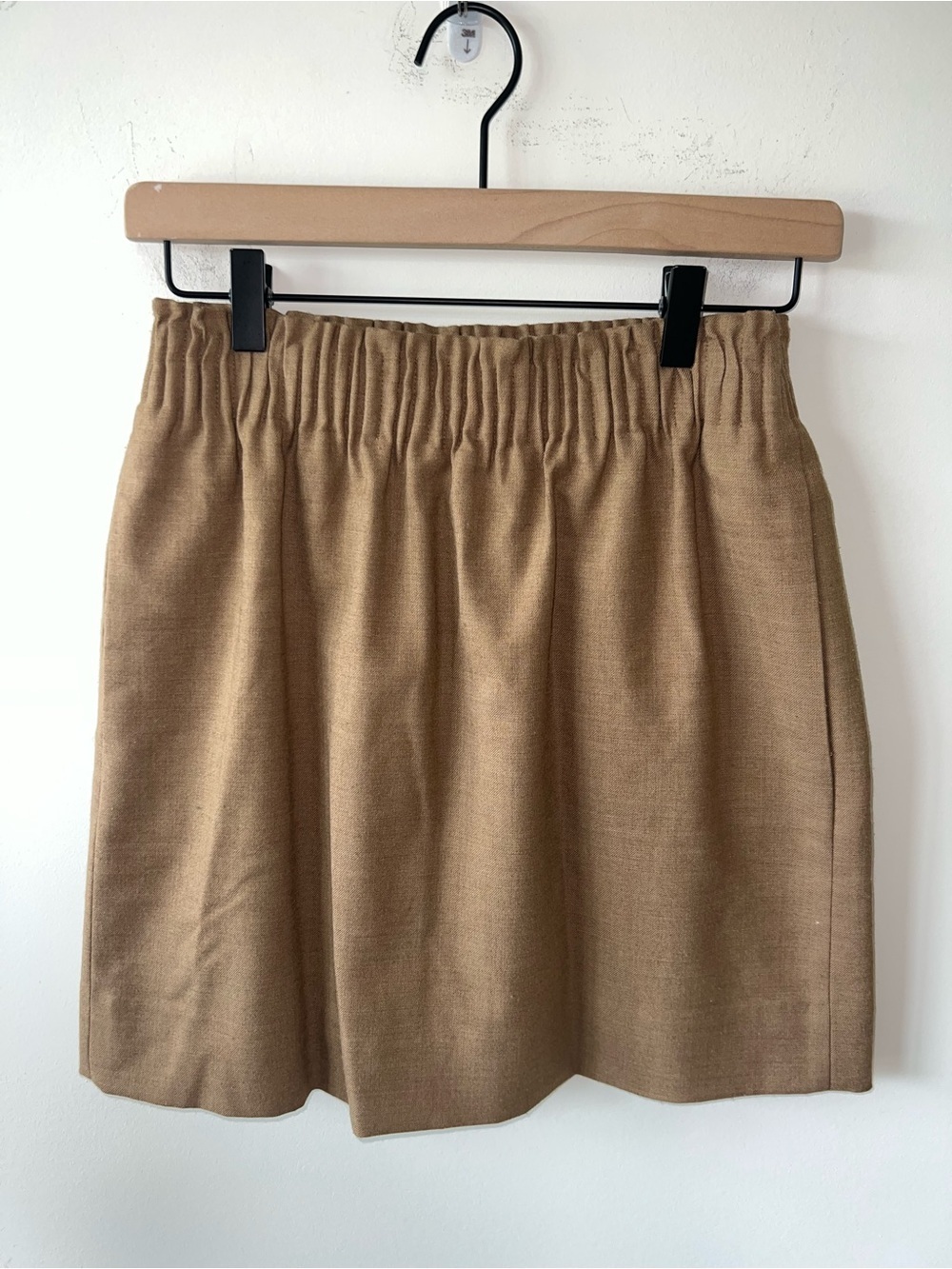 J. Crew Camel Wool Blend Elastic-Waist Mini Skirt Office Workwear - Picture 2 of 7